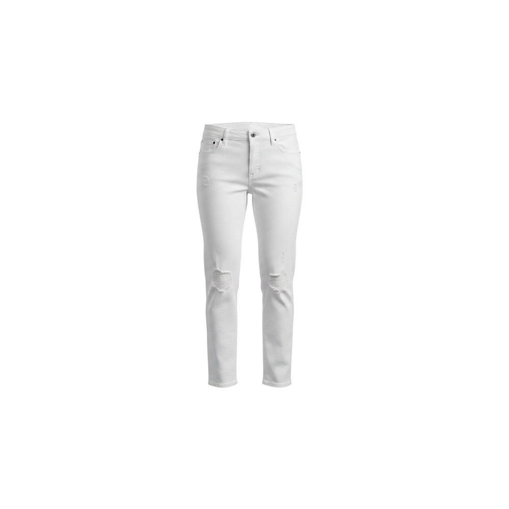 Wrangler High Rise True Straight Crop Jeans Womens 12 White Distressed Raw Hem